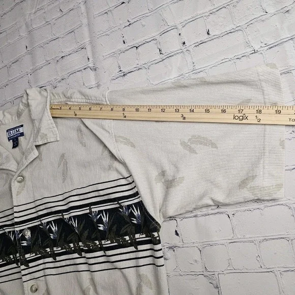 Vintage B.U.M. Equipment XL Corduroy Shirt Hawaiian Floral Short Sleeve Button‎ - Picture 9 of 9